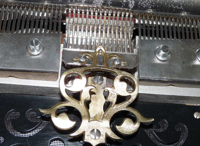 Close up of mechanical music box